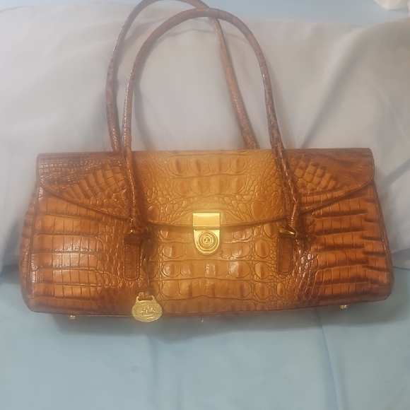Brahmin Handbags - Brahmin Tan Crocodile Embossed Shoulder Bag